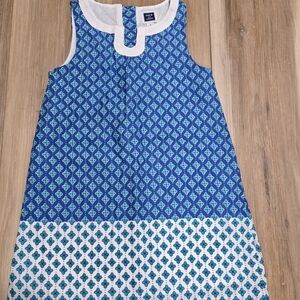 Blue and White Patterned Sleeveless Dress